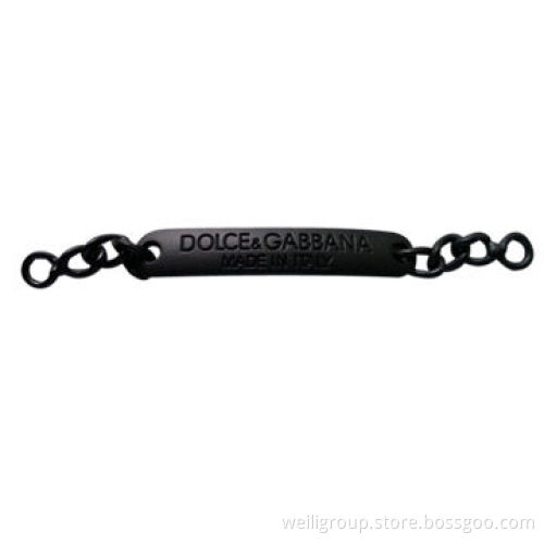 Metal chain label, used on garment or bags